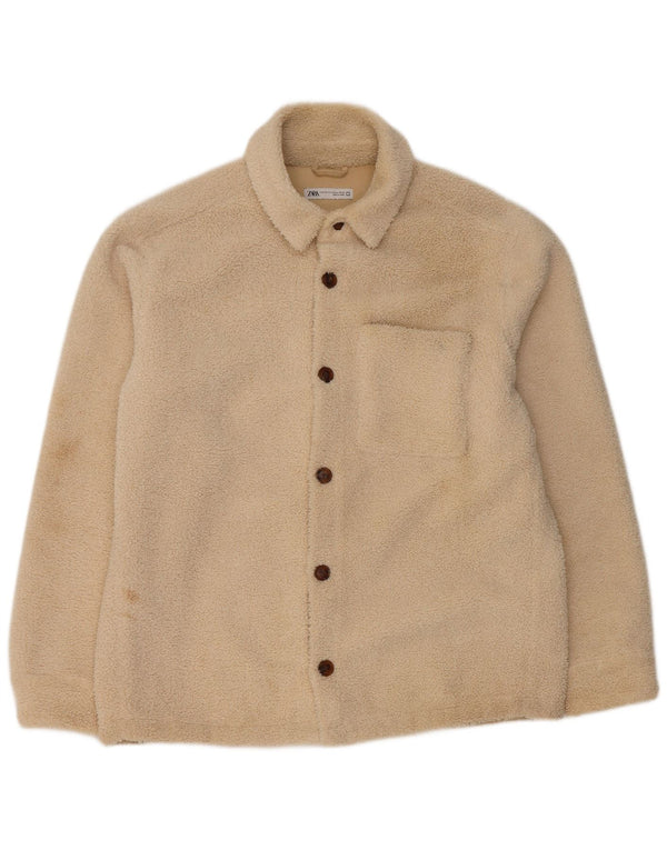 Giacca bomber in pile da uomo Zara UK 42 XL Poliestere beige