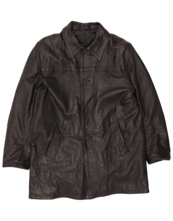 Giacca in pelle oversize da uomo vintage UK 40 grande in pelle nera