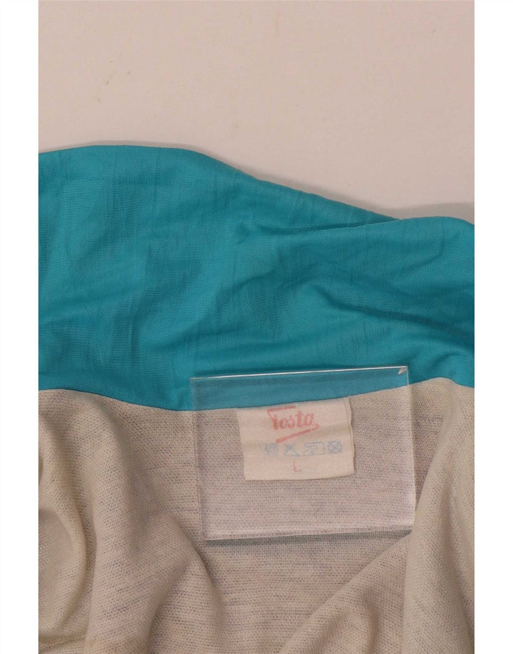 Giacca da ginnastica vintage da uomo grande color block blu navy