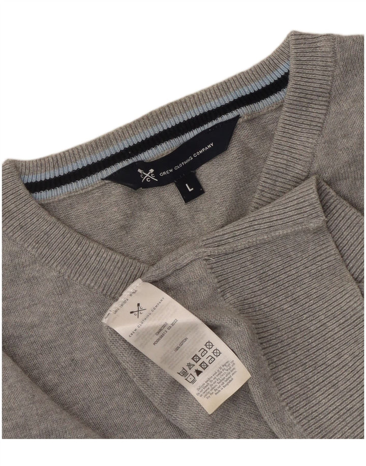 Crew Clothing Maglione da uomo con scollo a V grande cotone grigio