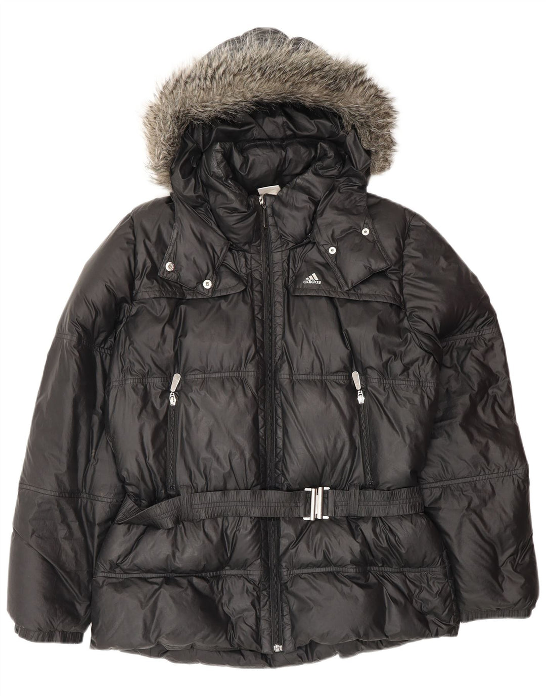 Giacca imbottita con cappuccio oversize da donna Adidas UK 18 XL poliestere nero