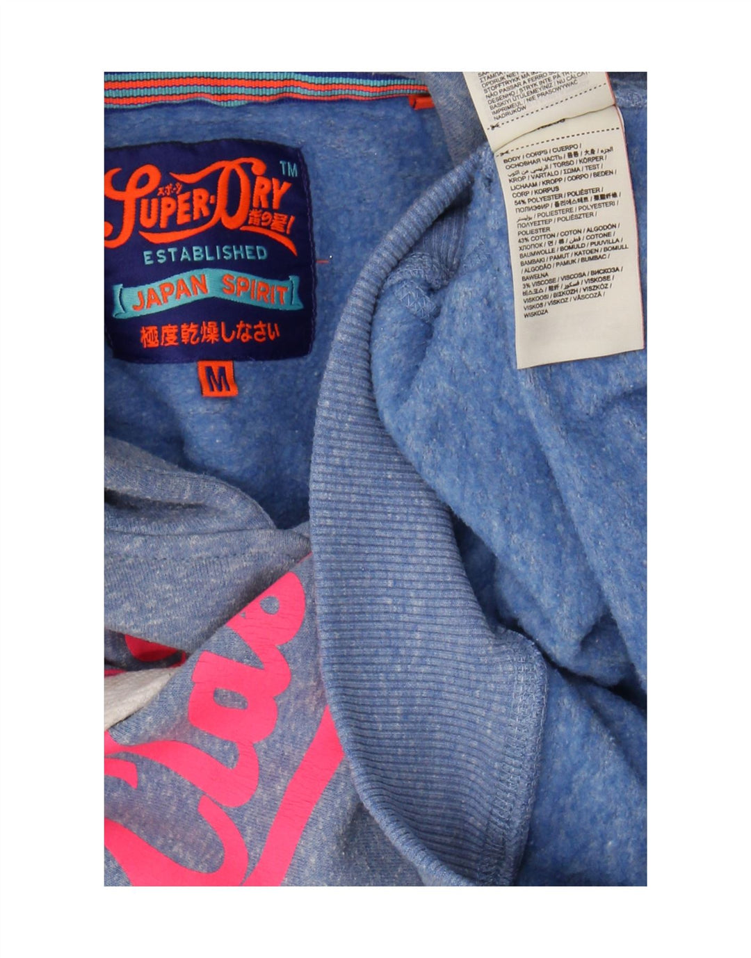 Felpa con cappuccio grafica da donna Superdry UK 12 poliestere blu medio