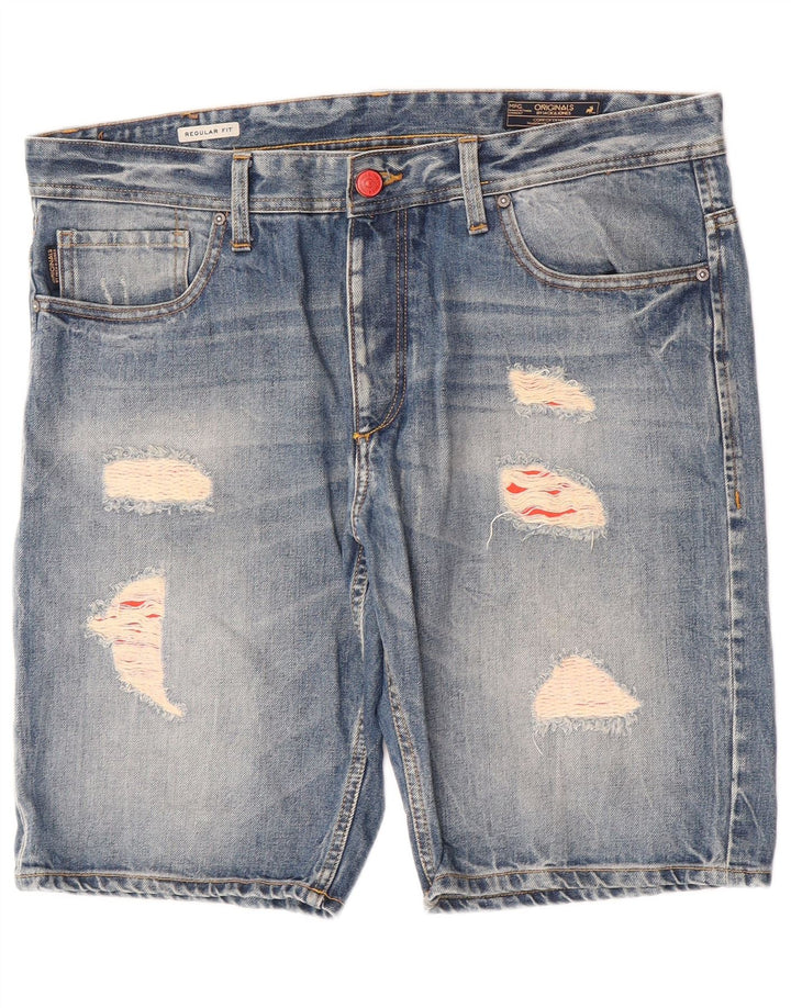 Pantaloncini di jeans vestibilità regolare invecchiati Jack & Jones da uomo W38 XL Blu