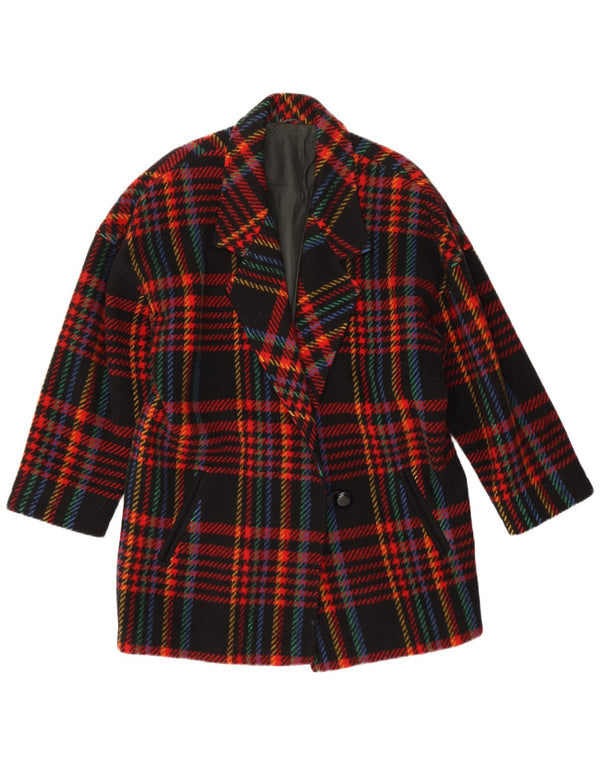 Giacca blazer vintage da donna a 1 bottone IT 46 grande quadretto multicolore