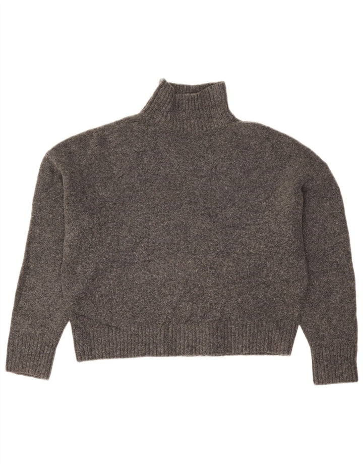Maglione corto oversize con collo dolcevita corto da donna Zara UK 10 piccolo grigio