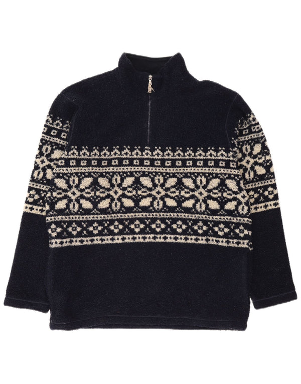 Maglione in pile da uomo con zip e collo Conte of Florence 2XL Blu navy Fair Isle