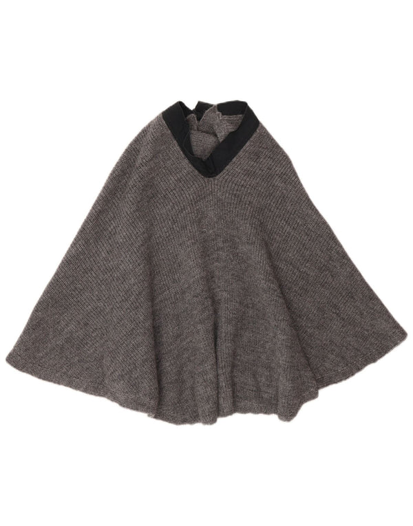Maglione poncho vintage da donna UK 10 piccolo in lana di alpaca grigia