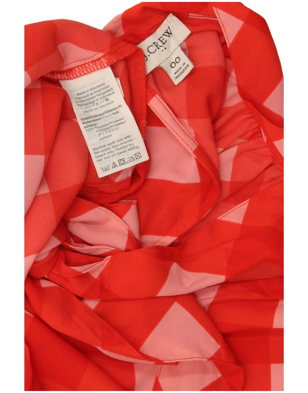 J. Crew Top da donna con papillon US 00 2XS Poliestere a quadretti rosso