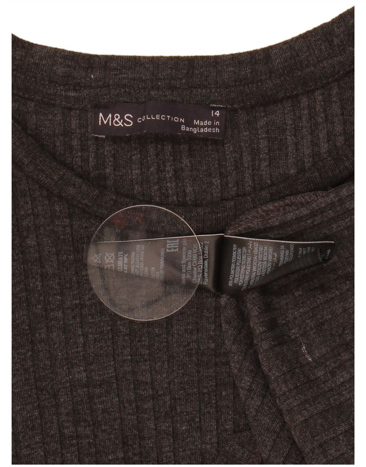 Abito maglione a maniche lunghe da donna Marks & Spencer UK 14 Grande poliestere grigio