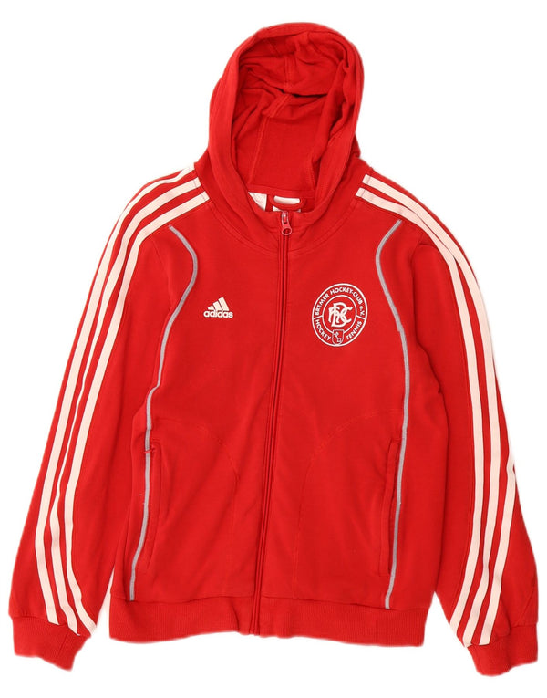 Felpa con cappuccio con zip grafica Adidas da ragazzo 9-10 anni in cotone rosso