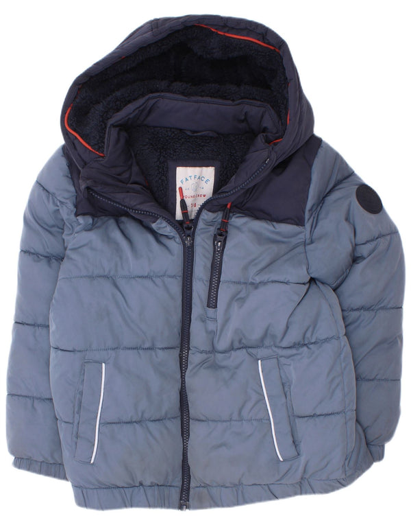 Giacca imbottita in sherpa con cappuccio per ragazzi Fat Face 7-8 anni Colorblock blu navy