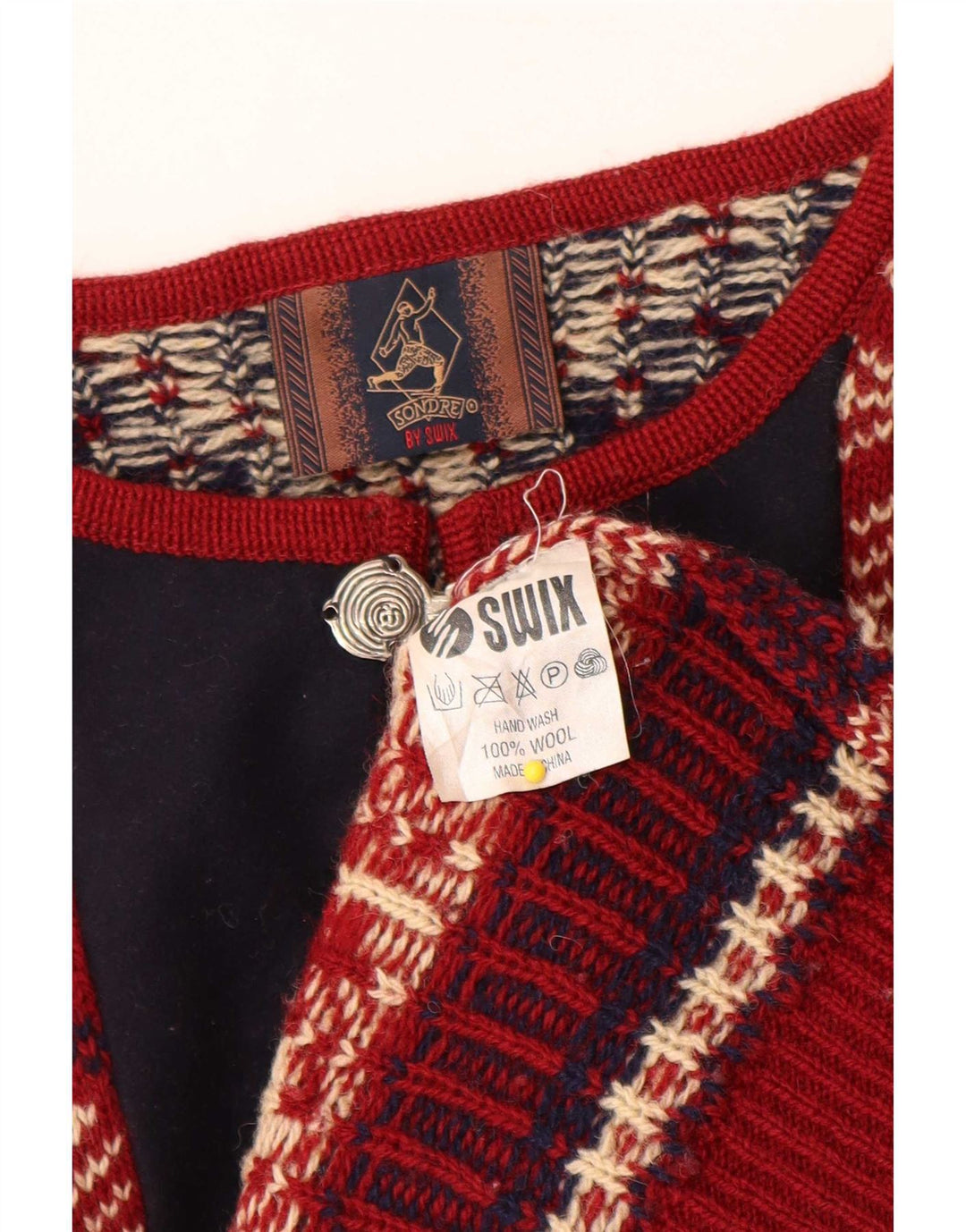 Sondre Uomo Maglione Girocollo Maglione Grande Lana Fair Isle Rossa