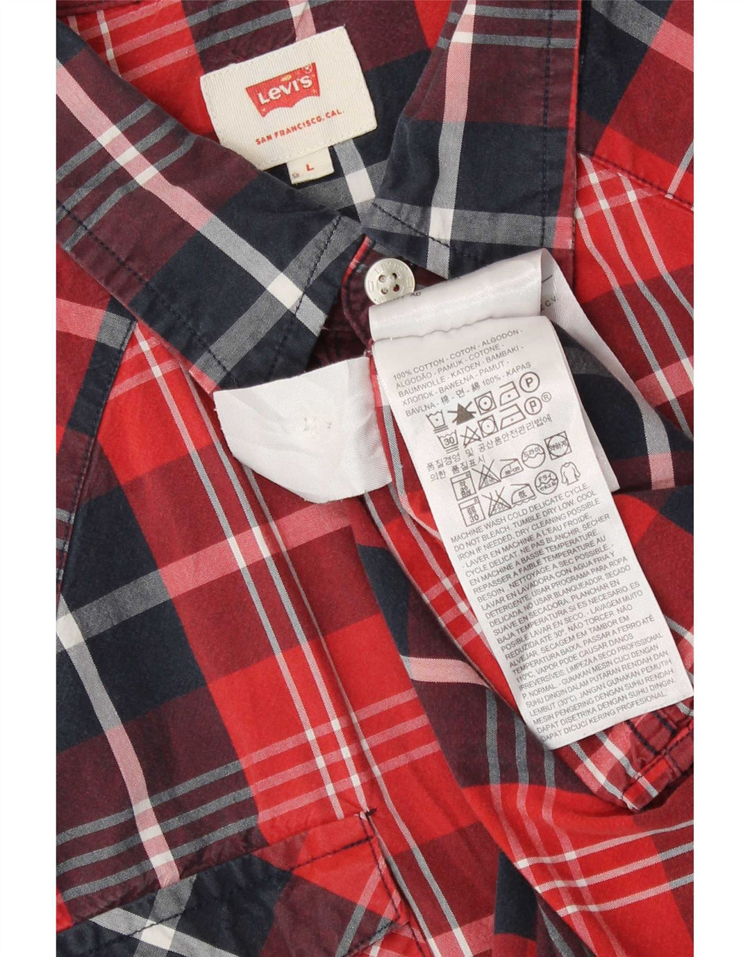 Levi's Camicia a maniche corte da uomo in cotone a quadri rossi grandi