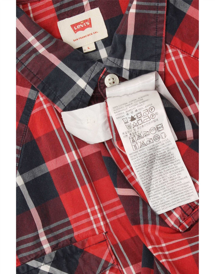 Levi's Camicia a maniche corte da uomo in cotone a quadri rossi grandi