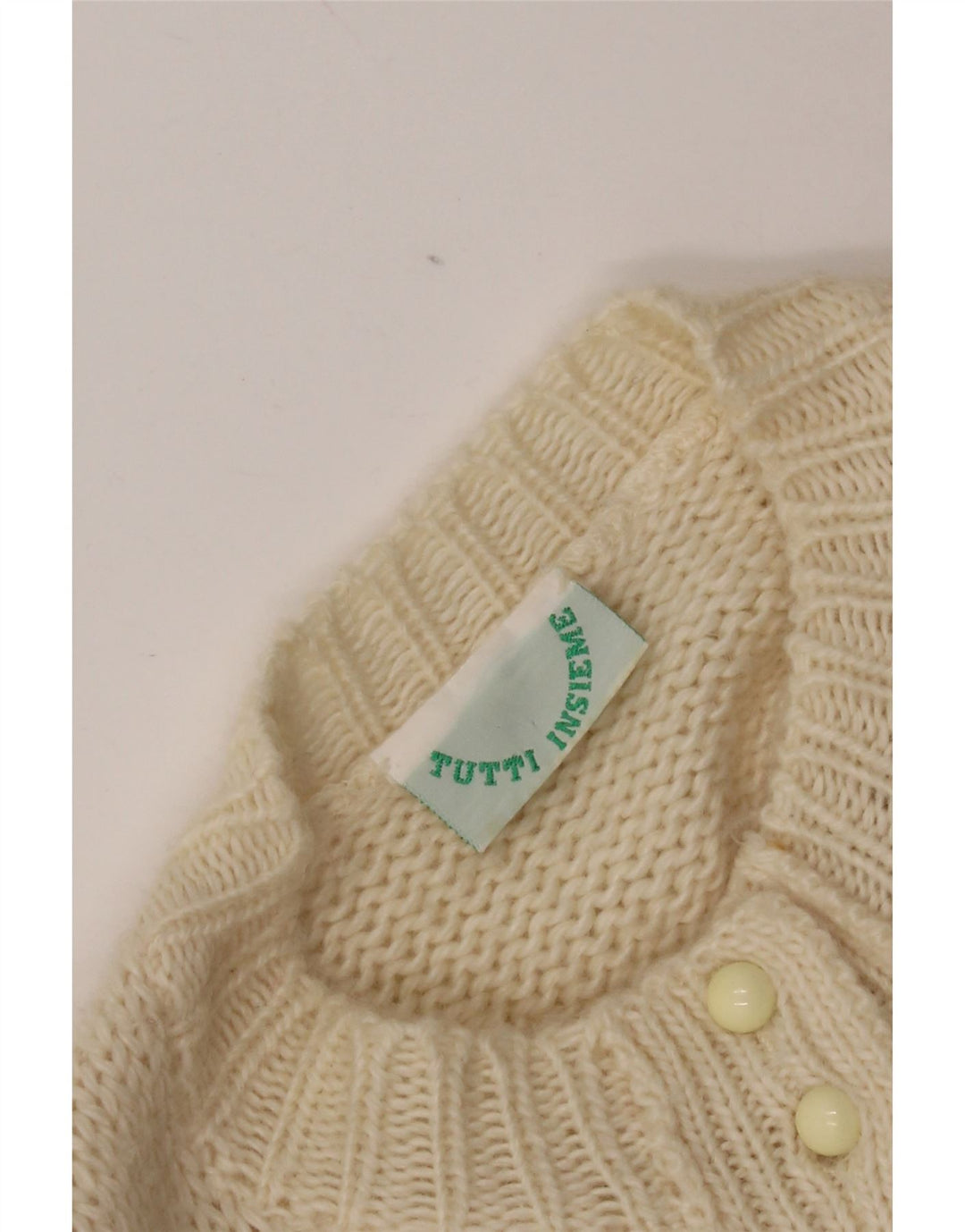 Maglione cardigan da donna vintage UK 12 Beige medio Fair Isle