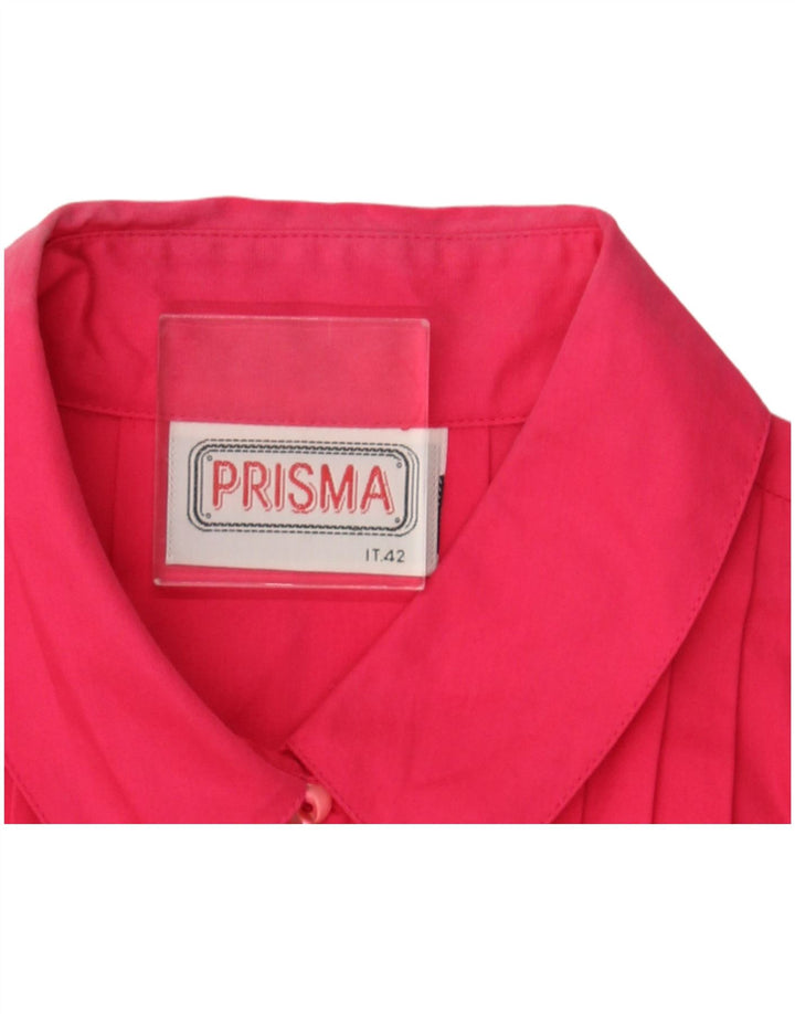 PRISMA Womens Short Sleeve Shirt Blouse UK 12 Medium   Pink Cotton