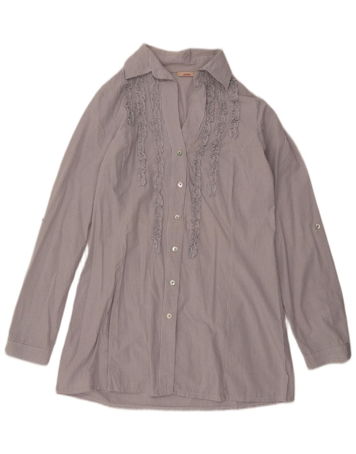 Carrera Camicetta da donna con volant lungo sul davanti UK 18 XL Percalle grigio