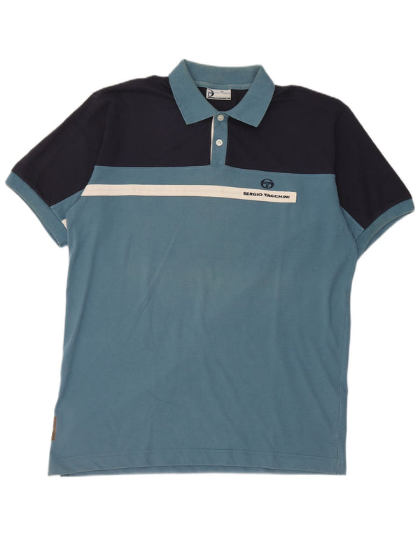 Polo da uomo Sergio Tacchini 2XL in cotone color block blu