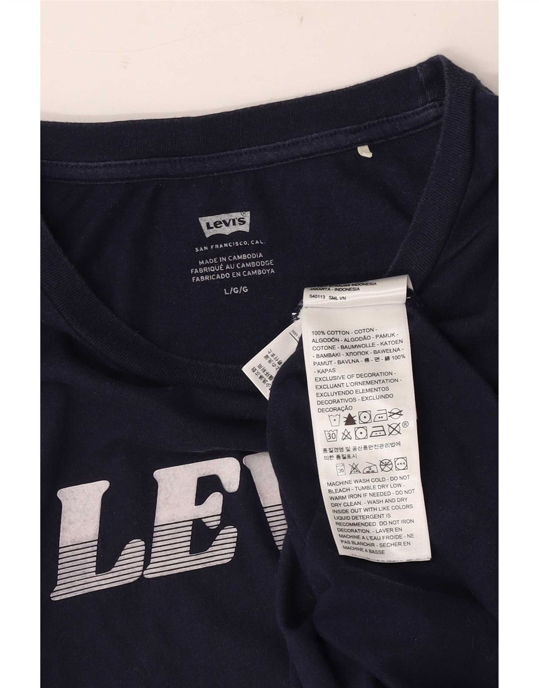T-shirt grafica da uomo Levi's Top Large in cotone blu navy