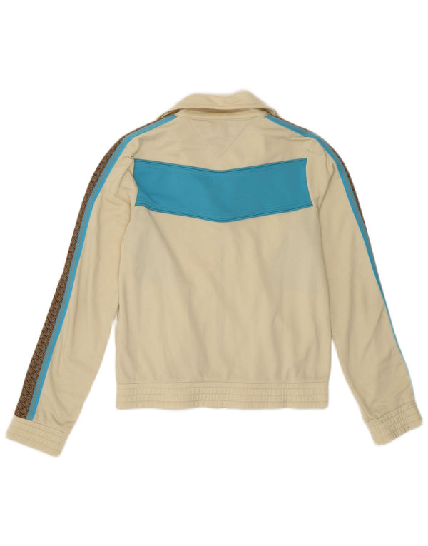 TOMMY HILFIGER Womens Tracksuit Top Jacket UK 10 Small Beige Colourblock