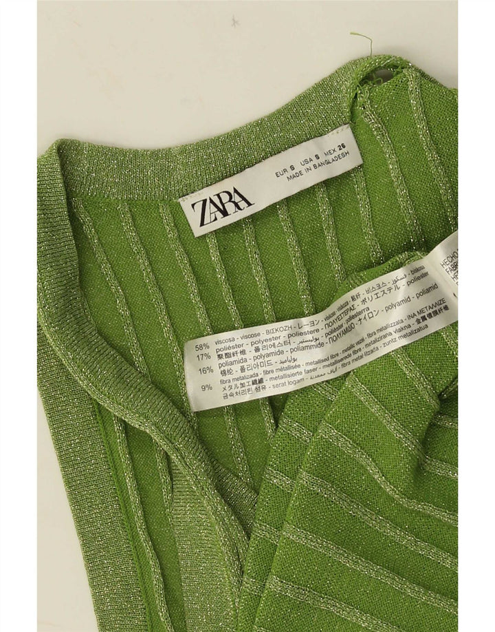 Canotta da donna Zara UK 10 piccola viscosa screziata verde
