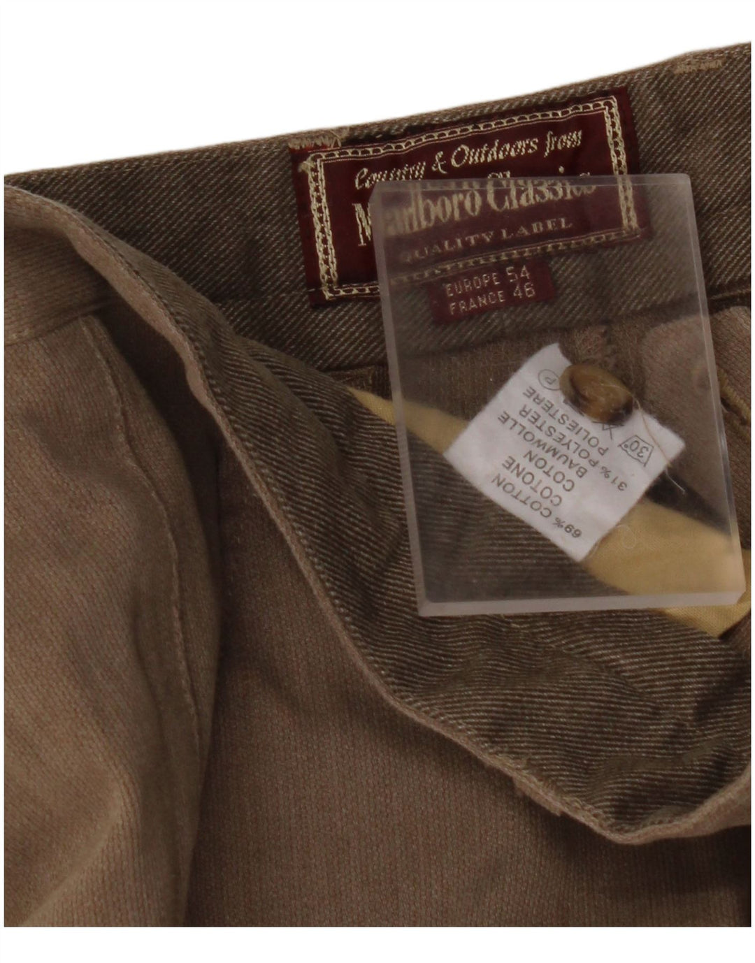 MARLBORO CLASSICS Pantaloni chino affusolati da uomo EU 54 2XL W36 L29 Beige