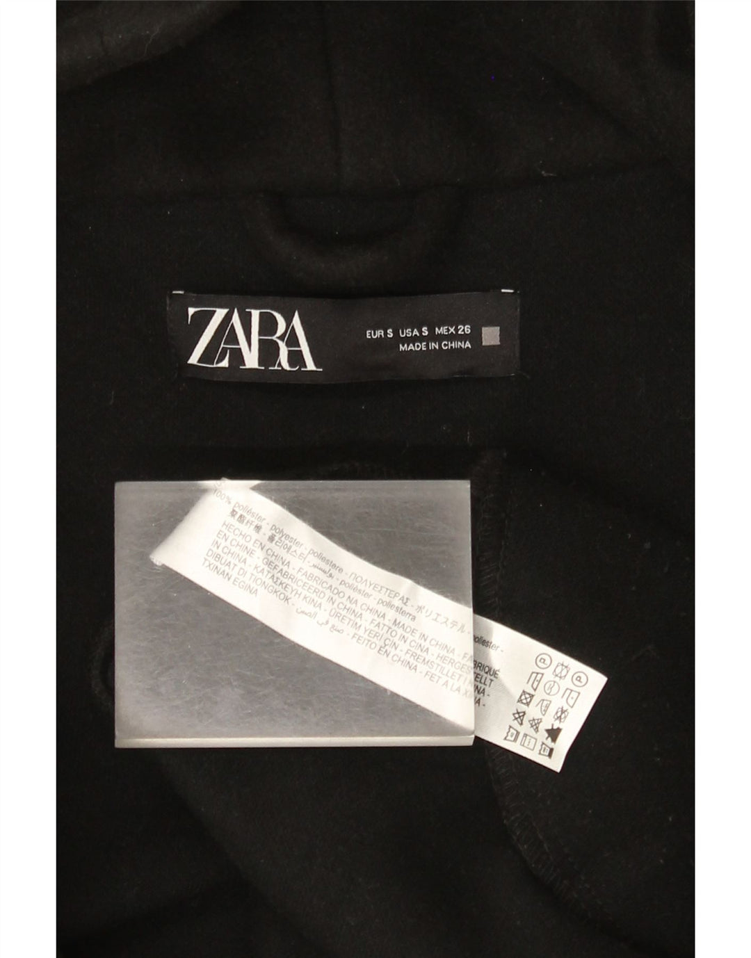 Cappotto oversize con cappuccio da donna Zara UK 10 piccolo poliestere nero