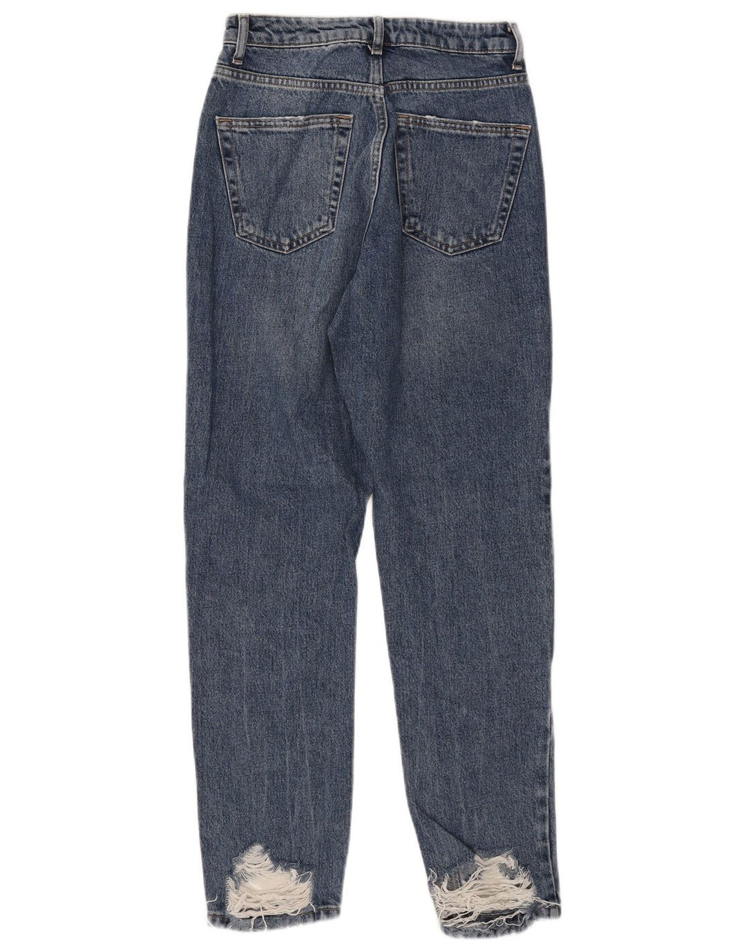 Jeans dritti effetto consumato mamma da donna Topshop W26 L28 cotone blu