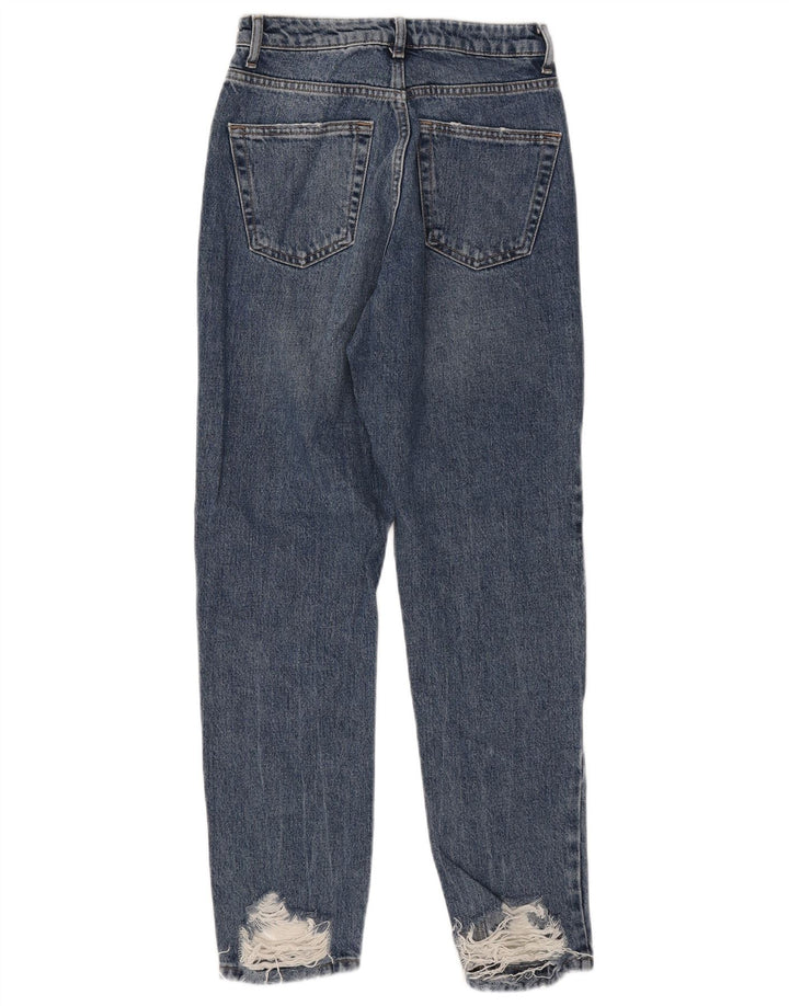 Jeans dritti effetto consumato mamma da donna Topshop W26 L28 cotone blu