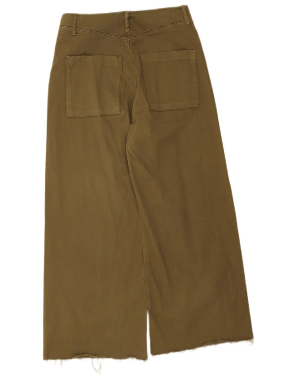 Pantaloni corti da donna Zara a gamba larga EU 36 Small W26 L25 Khaki
