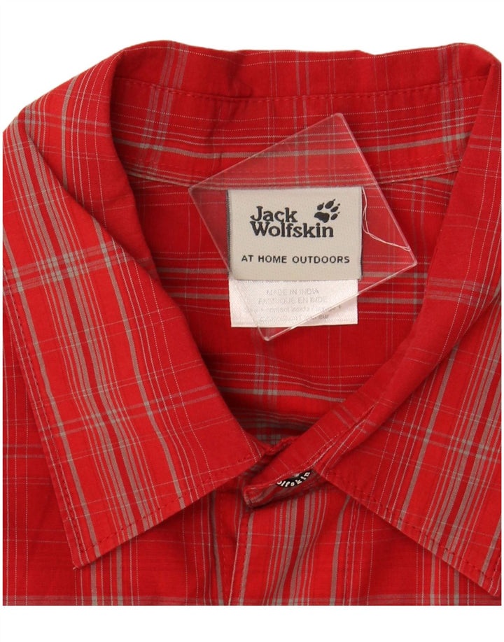 JACK WOLFSKIN Mens Regular Fit Shirt UK 36/38 Medium Red Check