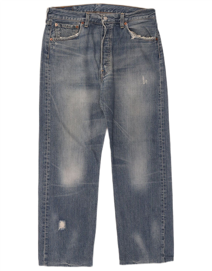 Levi's Uomo 501 Jeans dritti invecchiati W34 L27 Cotone blu