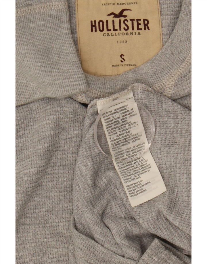 Top Hollister da uomo a maniche lunghe piccolo in cotone grigio