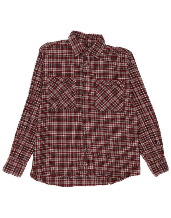 Camicia da uomo in flanella Sea Barrier, cotone a quadri bordeaux medio