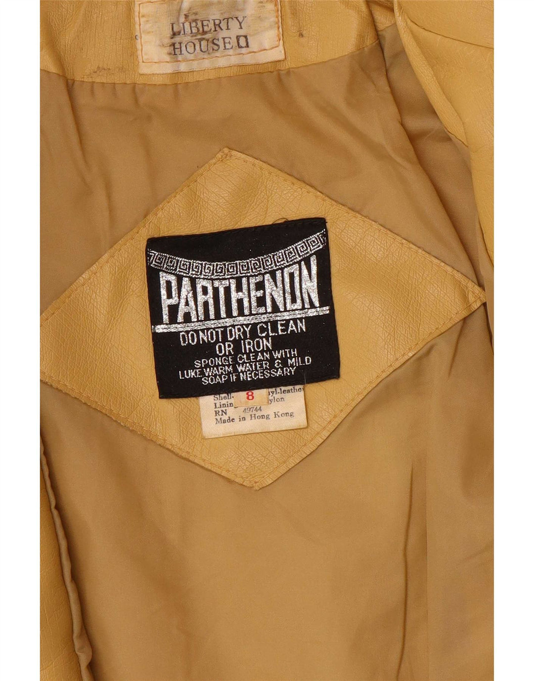 Giacca in pelle vintage da donna UK 8 piccola gialla