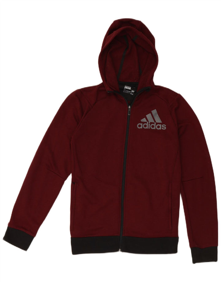 Maglione con cappuccio e zip grafica da uomo Adidas piccolo in poliestere bordeaux