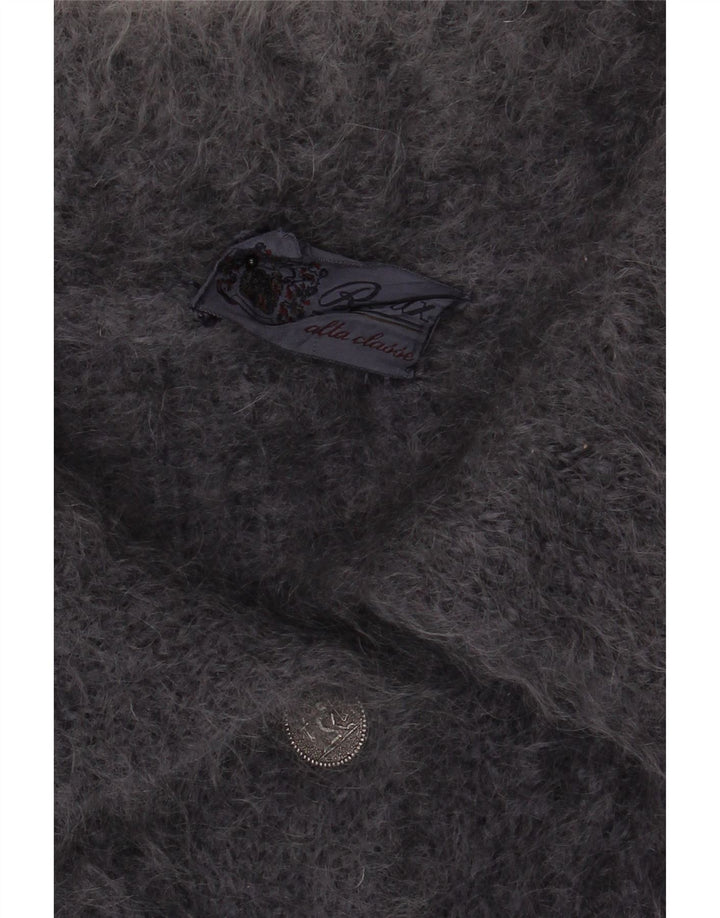 Maglione cardigan da donna vintage UK 14 grande grigio