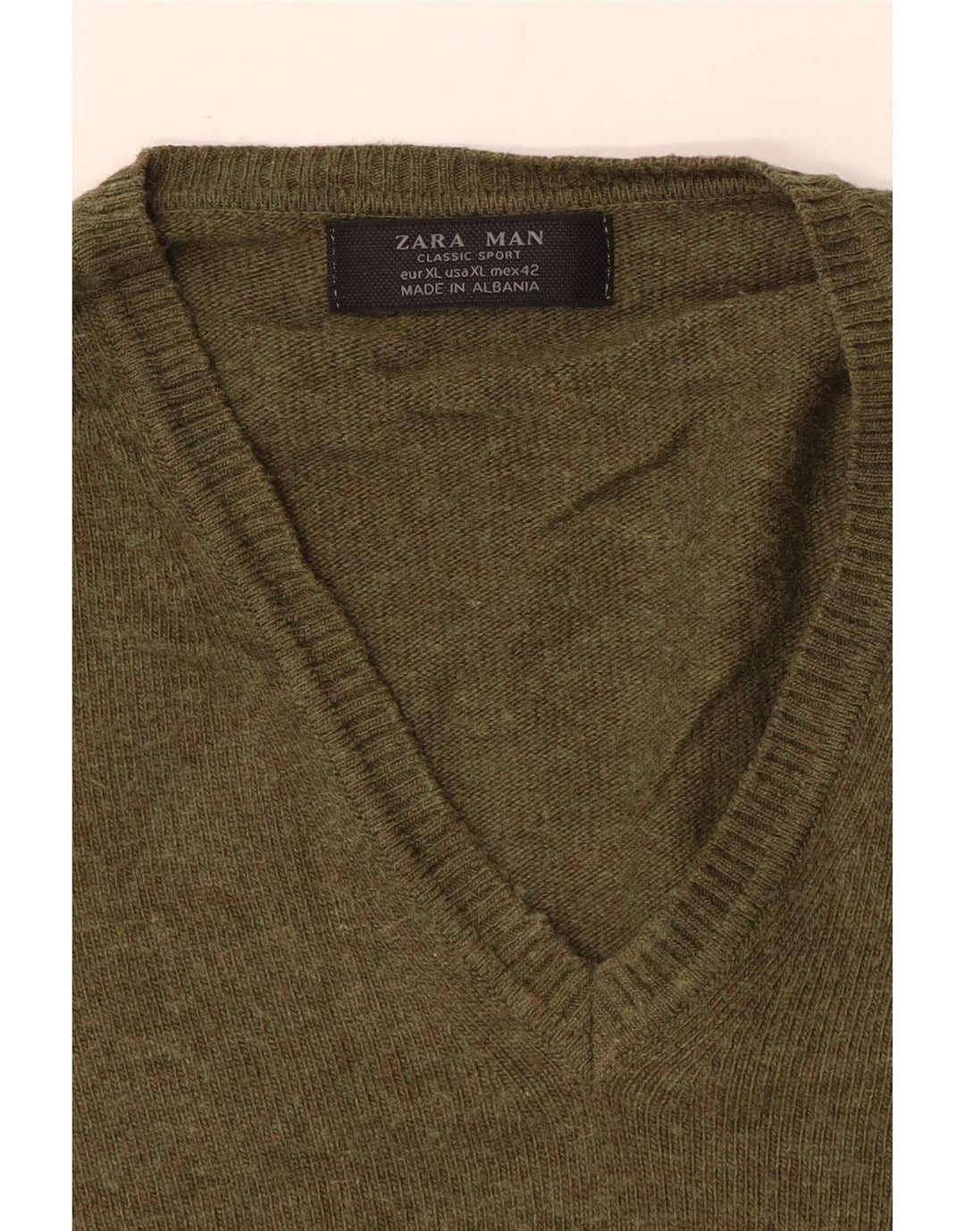 Maglione Zara da uomo con scollo a V XL kaki