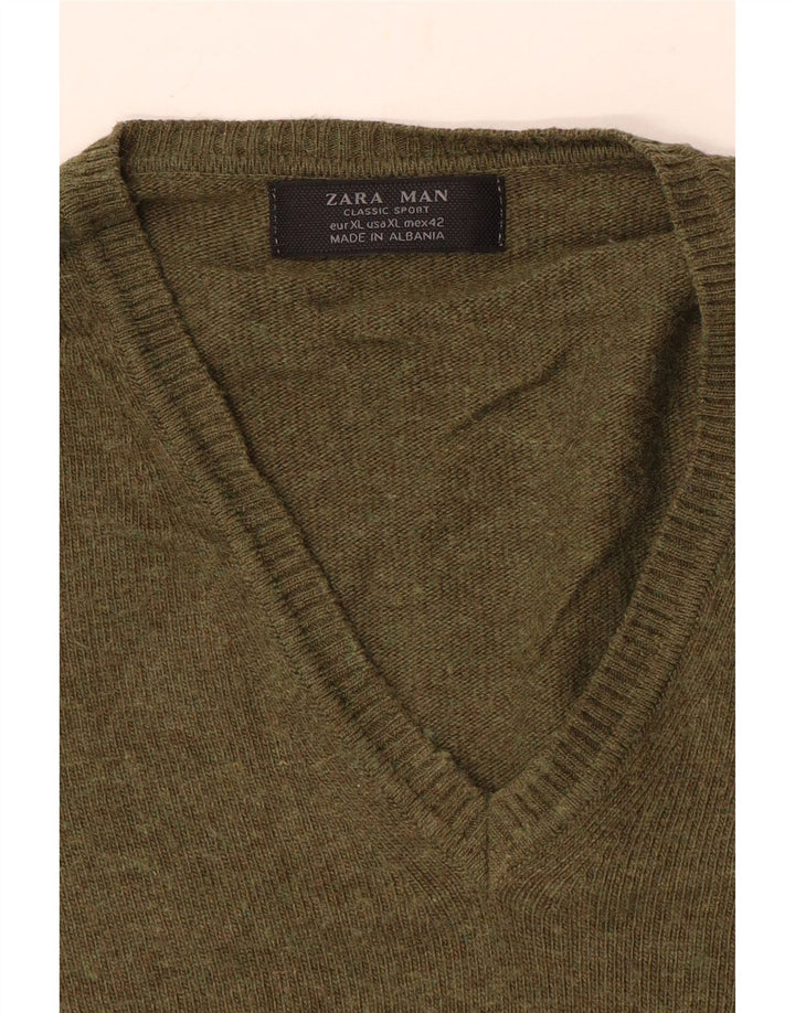 Maglione Zara da uomo con scollo a V XL kaki
