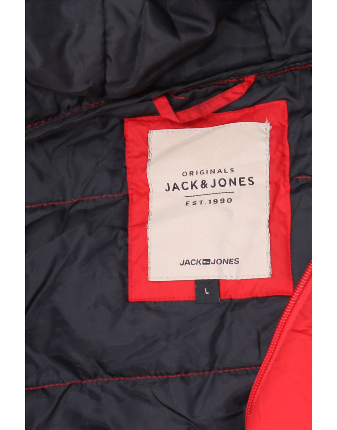 JACK & JONES Giacca imbottita con cappuccio da uomo UK 40 Large Rossa