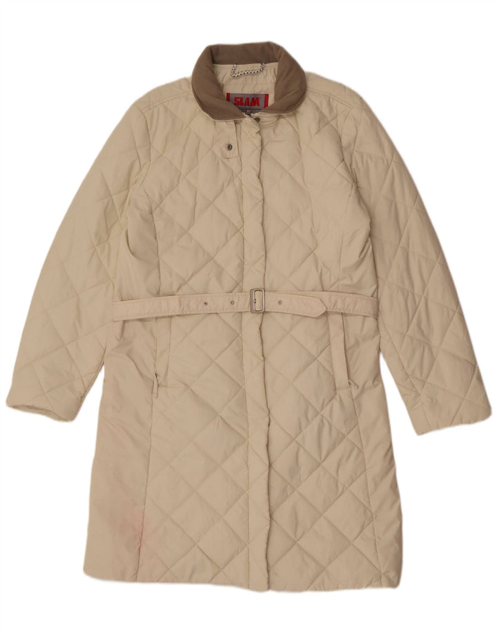 Soprabito trapuntato da donna Slam UK 16 grande color block bianco sporco