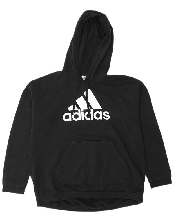 Maglione con cappuccio oversize grafico da donna Adidas UK 12/14 Cotone nero medio