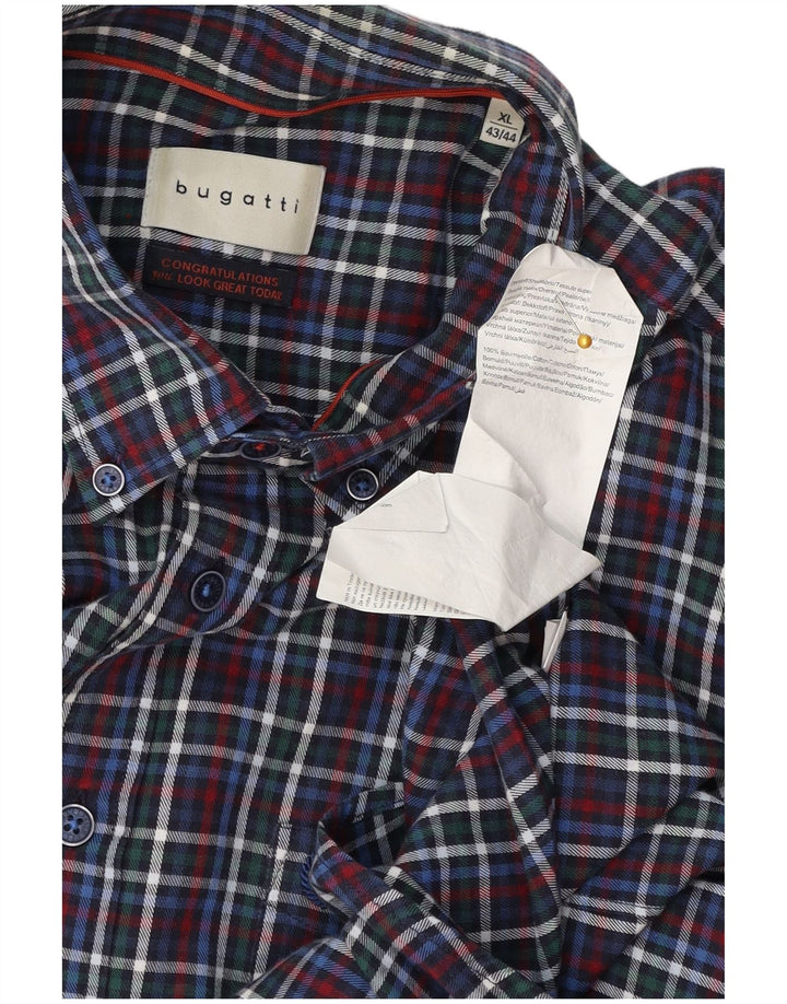 BUGATTI Mens Flannel Shirt Size  43/44 XL Multicoloured Check Cotton