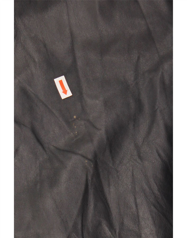 PER ME Giacca in pelle da donna UK 22 2XL Pelle nera