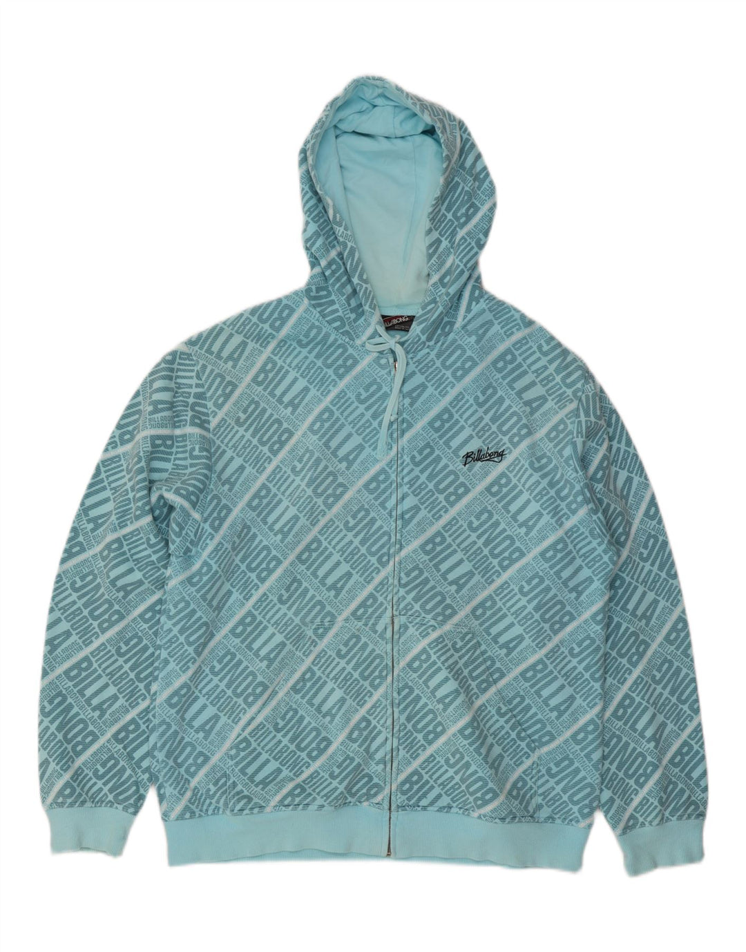 BILLABONG Felpa con cappuccio con zip grafica da uomo XL in cotone blu