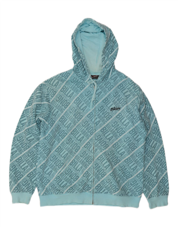 BILLABONG Felpa con cappuccio con zip grafica da uomo XL in cotone blu