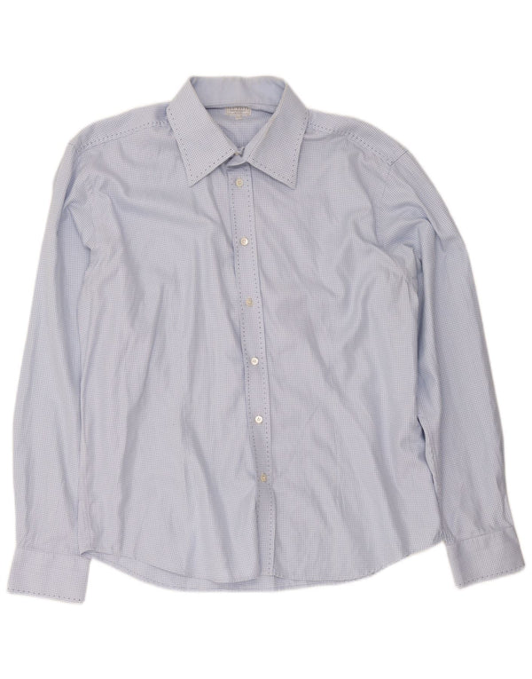 Camicia da uomo Ted Baker taglia 6 2XL cotone pied de poule blu