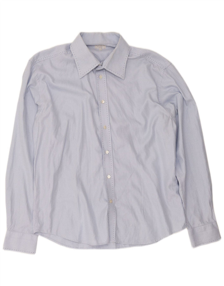Camicia da uomo Ted Baker taglia 6 2XL cotone pied de poule blu