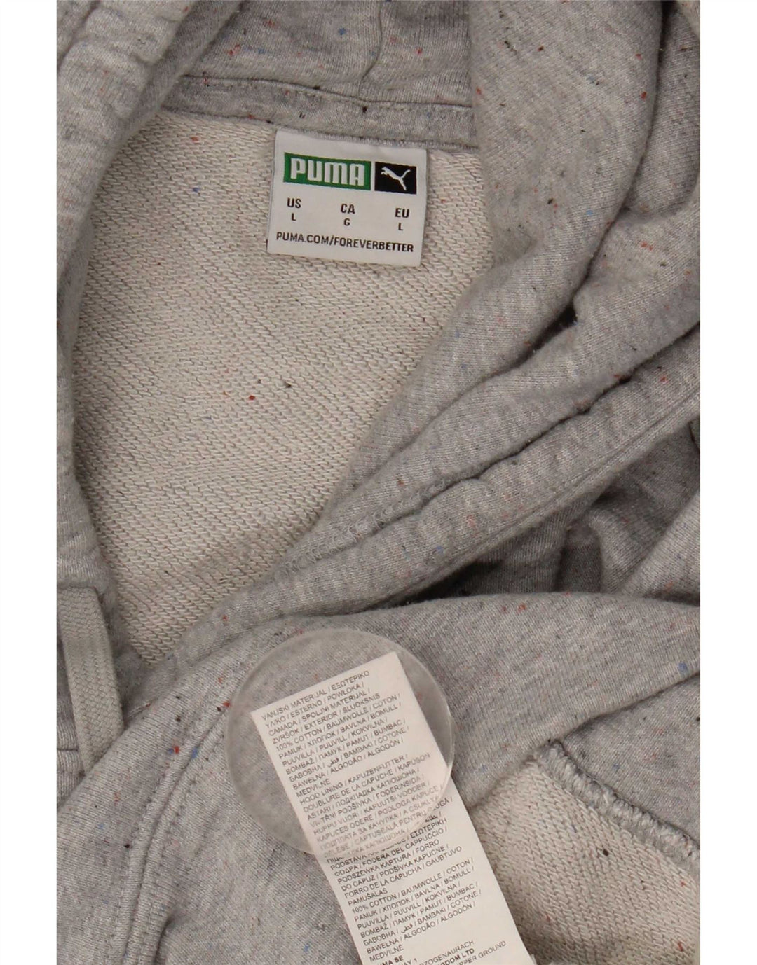 Felpa con cappuccio da uomo Puma Large in cotone chiazzato grigio