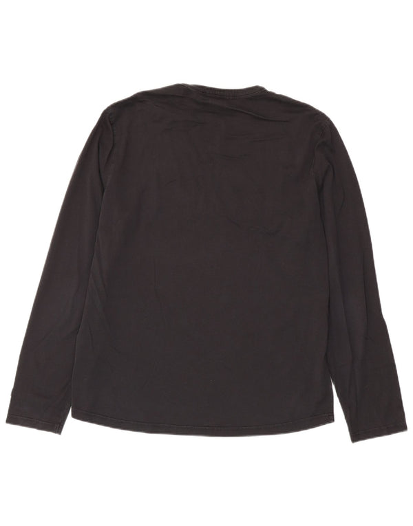 Hugo Boss Top grafico da uomo a maniche lunghe in cotone nero medio